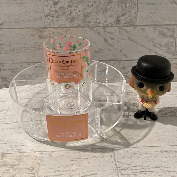 Juicy Couture Home Cherry Hearts Print Acrylic 360 Spinner Cosmetics Holder - Picture 9 of 10
